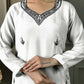 White Viscose chanderi Stitched Suit With Dupatta - Tanisha | Swadesiicart