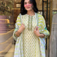 The52 Multi Women's Gorgeous Linen Silk Fabric Embroidered Work Straight Kurta Pant and Dupatta Set - Swadesiicart