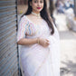 White Organza Thread Saree with Unstitched Blouse - Hiral Fashion | Swadesiicart