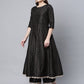 Ahalyaa Women Black Poly Silk Gold Printed Anarkali Kurta Palazzo Set With Dupatta | Swadesiicart
