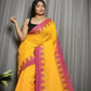 Exclusive Collection Beautiful Yellow Pure Cotton Woven Handloom Saree With Running Blouse Piece - Swadesiicart