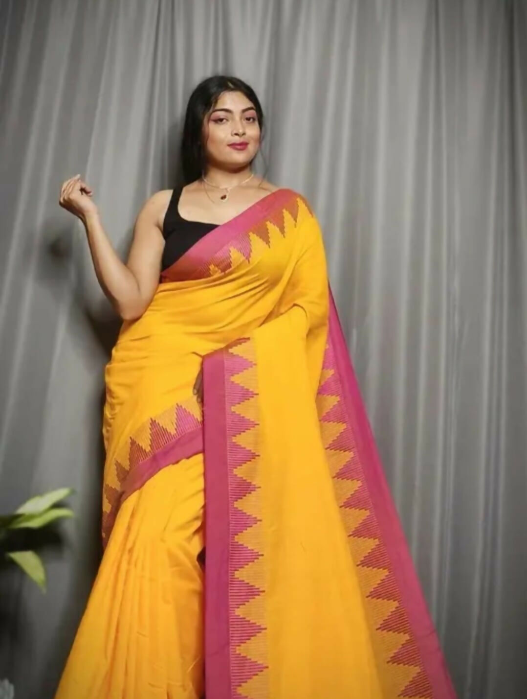 Exclusive Collection Beautiful Yellow Pure Cotton Woven Handloom Saree With Running Blouse Piece - Swadesiicart