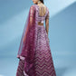 House of Panchhi Women Lavender Net Zig-Zag Embroideried Lehenga, Blouse & Dupatta | Swadesiicart