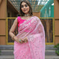 Vamsee Kiki Baby-Pink Organza Saree - Swadesiicart