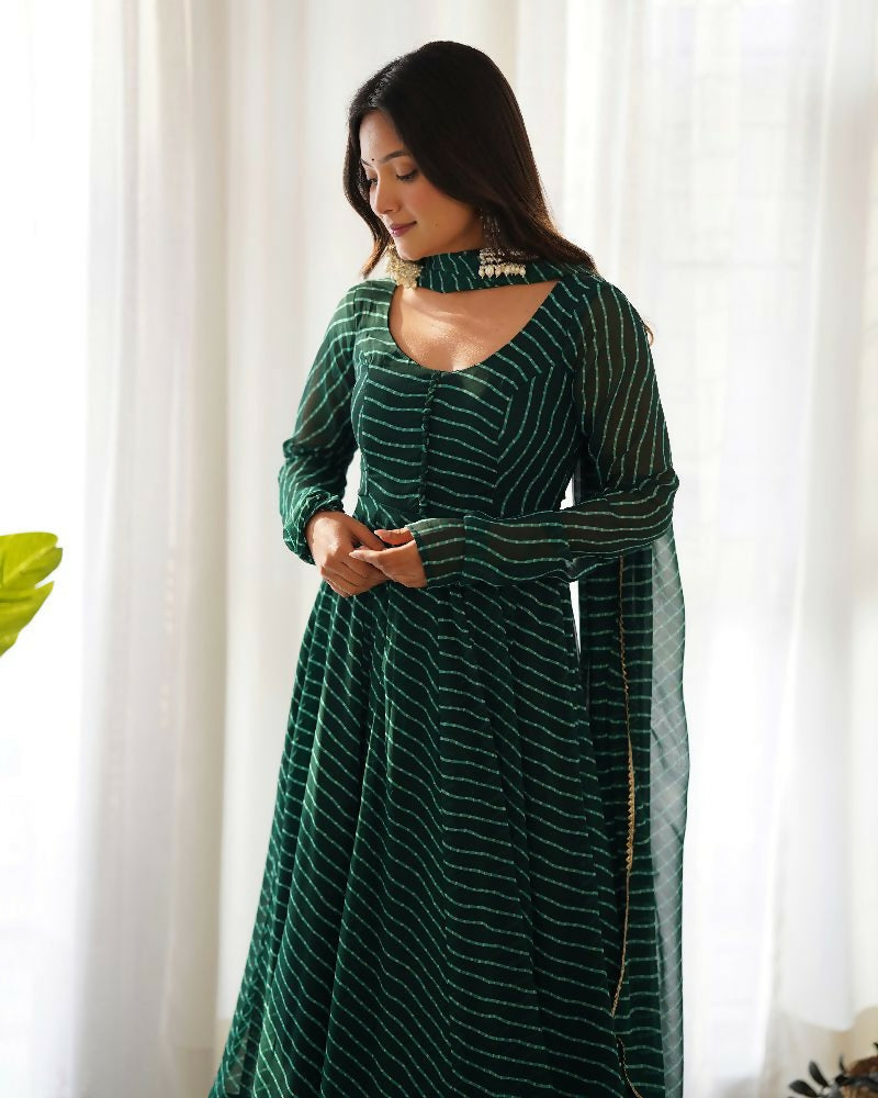 Joban Fashion Green Kurta Set Georgette Sequence Embroidery Work - Swadesiicart