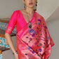 Vishnu Weaves Women's Pink Paithani Silk Zari Woven Saree with Blouse - Swadesiicart