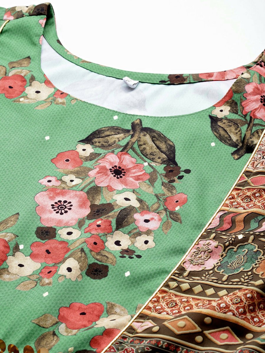 Ahalyaa Women's Traditional Wear Co-ods - Green - Swadesiicart