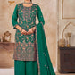 Anaita Emerald Green Vichitra Silk Readymade Palazzo Suit with Embroidery & Lace Work