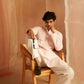 Pink Viscose Chikankari Embroidery Work Men's Kurta Set - Mahotsav | Swadesiicart
