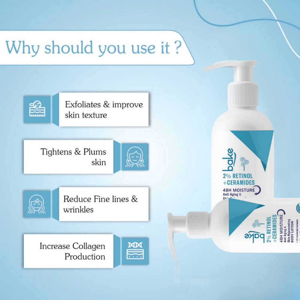 Bake 2% Retinol + Ceramides Body Lotion | Swadesiicart