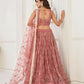 Aastha Fashion Dusty Onion Pink Butterfly Net Tone To Tone Thread Work, Sequence Work And Original Mirror Work Embroidery Wedding Wear Lehenga Choli