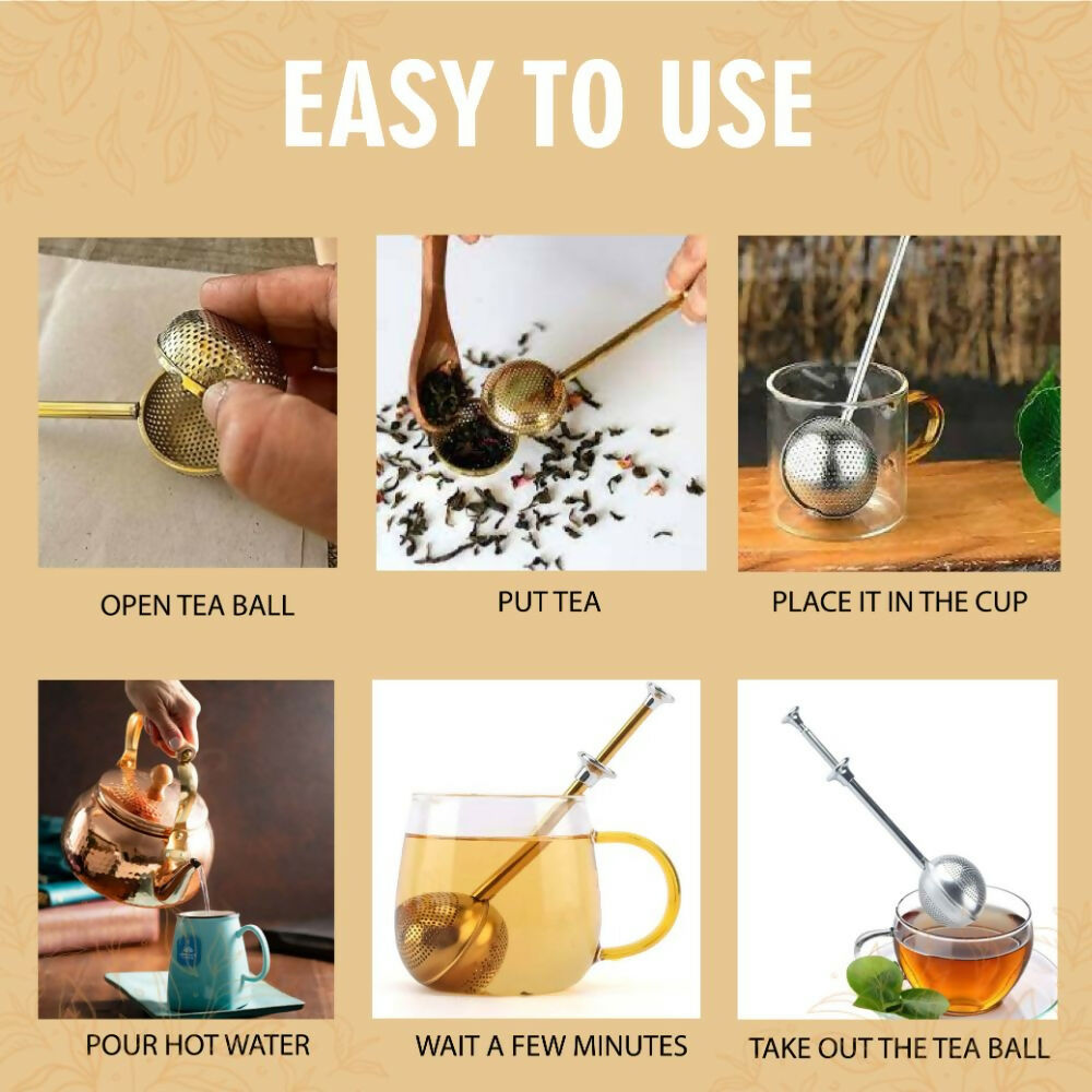 Shuddh Natural Royal Brass Strainer - Loose Leaf Tea | Swadesiicart