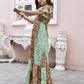 Sea Green Rayon Foil Printed Long Dress - Michan | Swadesiicart