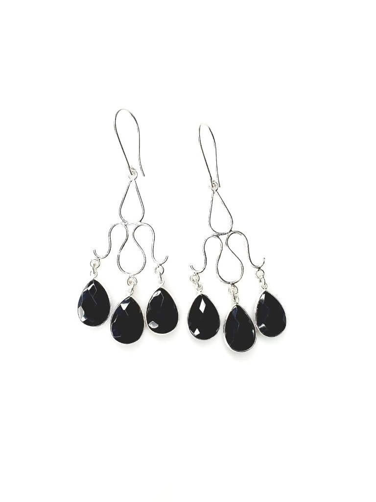Bling Accessories Black Onyx Semi Precious Stone Earrings | Swadesiicart