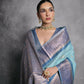 Vishnu Weaves Women's Firozi Tussar Silk Zari Woven Saree with Blouse - Swadesiicart