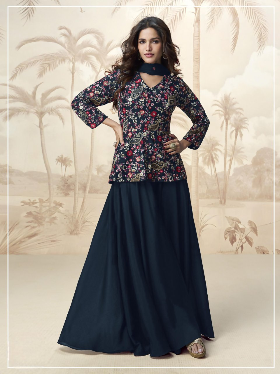 Anaita Blue Chinon Embroidered With Sequins Work Salwar Suit