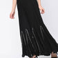 Mominos Fashion Black Viscose Rayon Flared Palazzo with Mirror Lace Work - Swadesiicart