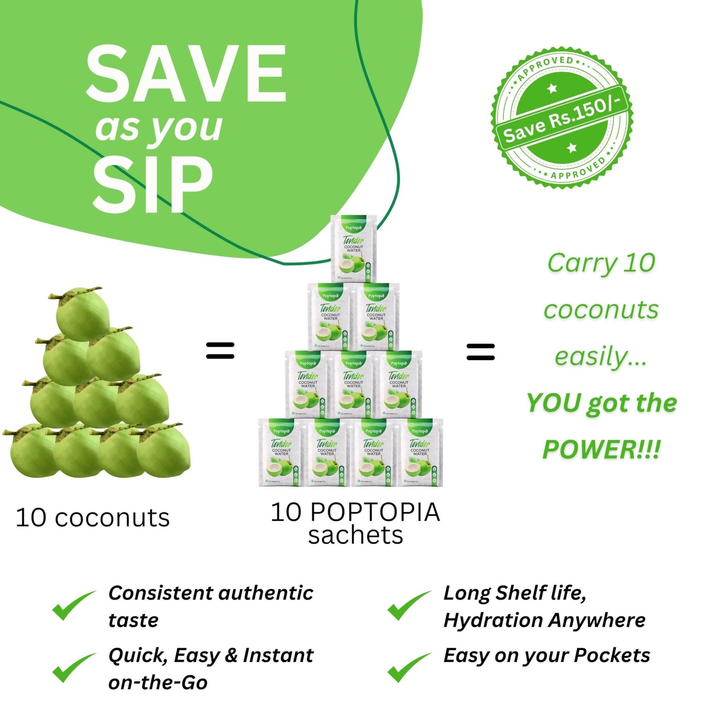 Poptopia Tender Coconut Water Powder | Swadesiicart
