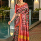 Vishnu Weaves Women's Green Banarasi Silk Patola Printed Saree with Blouse - Swadesiicart