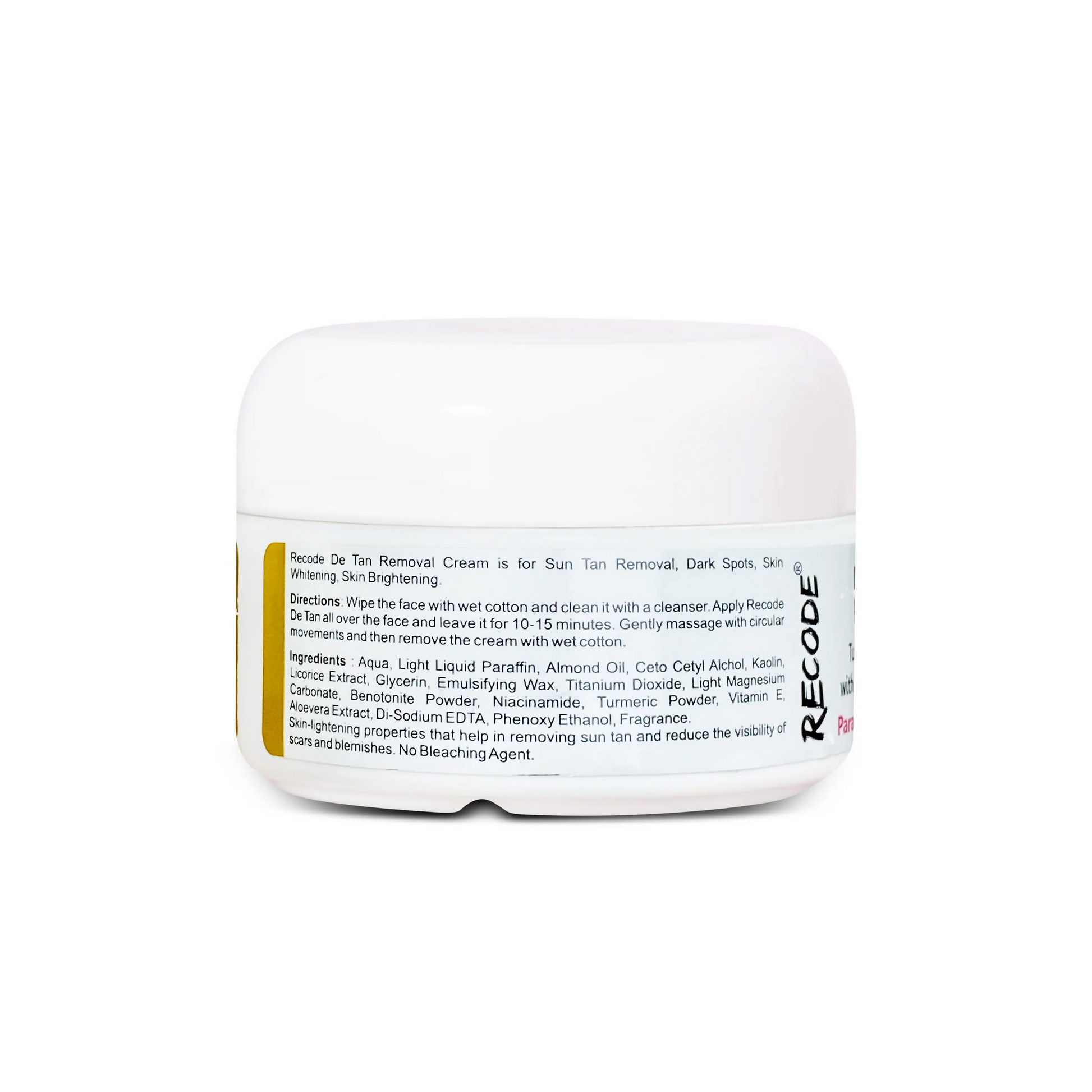 Recode De Tan Removal Cream - Swadesiicart