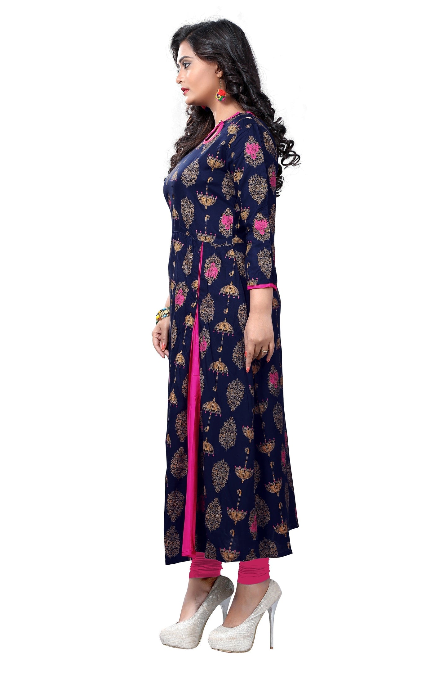 NOZ2TOZ Women's Blue Color Rayon A-Line Kurta Only - Swadesiicart