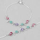 VOJ Set of 2 Silver Plated Designer Multi Color Anklet - Swadesiicart
