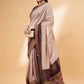 Beige, Purple Tussar Silk Zari, Thread And Cord Embroidery, Laser Cut Applique Saree - Norita Hit Design - Swadesiicart