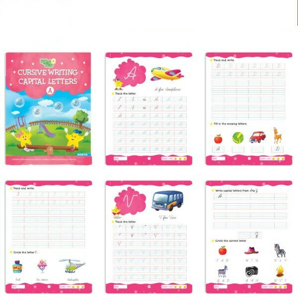 Rising Star Preschool Learning Senior KG Kit C| Cursive Writing Alphabet Letters| General Knowledge| Rhymes & Stories| Worksheets & Assessment Sheet - Swadesiicart
