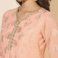 Janasya Women's Peach Georgette Foil Printed Festive Anarkali Kurta Set | Swadesiicart
