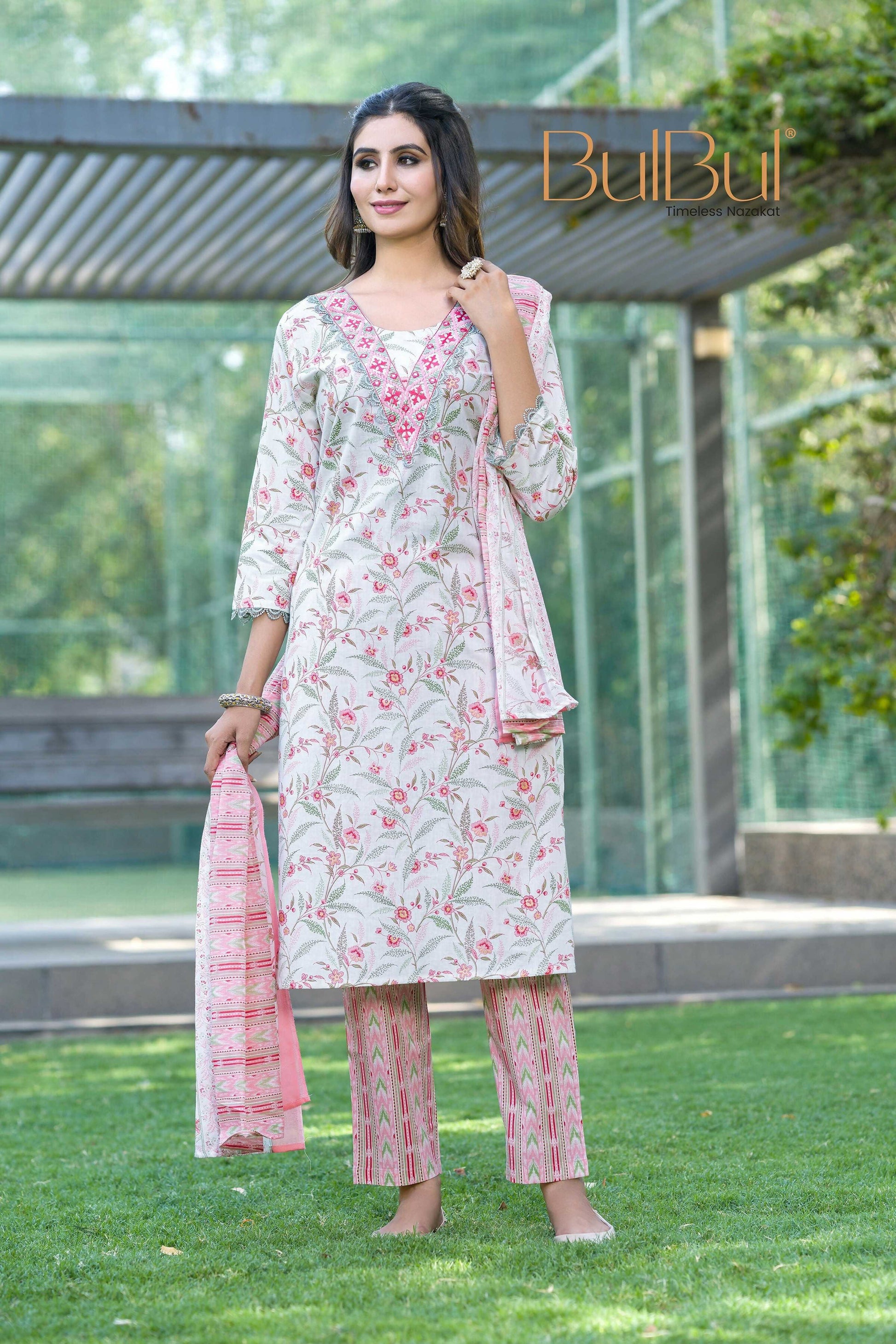 BulBul Fashionista Cotton Red Kurta Set with Dupatta - Swadesiicart