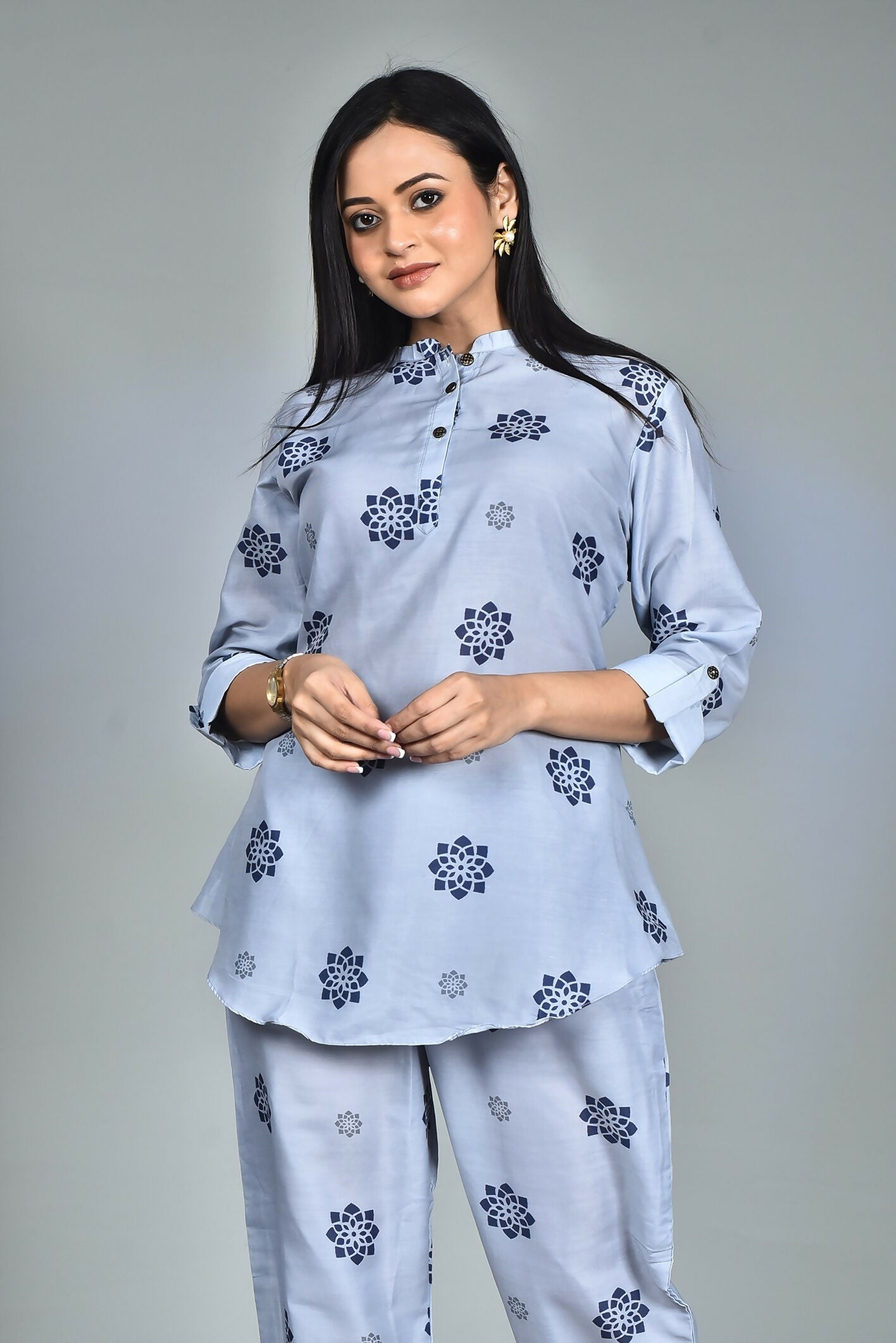 Morchari Digital Print Semi Muslin Co-Ord Set Top & Trouser-Multicolor - Swadesiicart