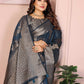 Aastha Fashion Teal Soft Organza Silk Weaving Saree