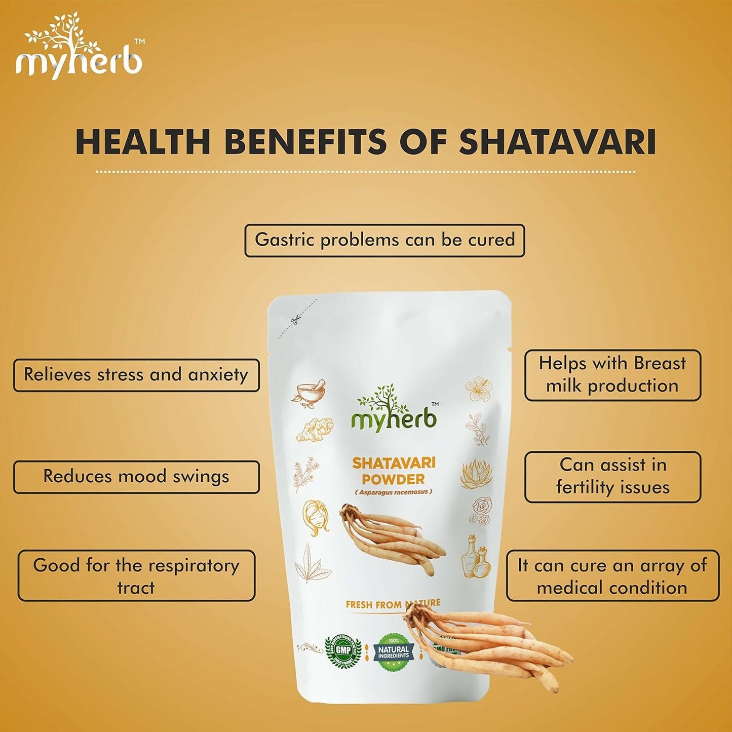 Myherb Natural Organic Shatavari Powder - Swadesiicart
