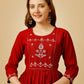 Jyoti Fashion Women's Red Viscose Rayon Embroidered Casual Top | Swadesiicart