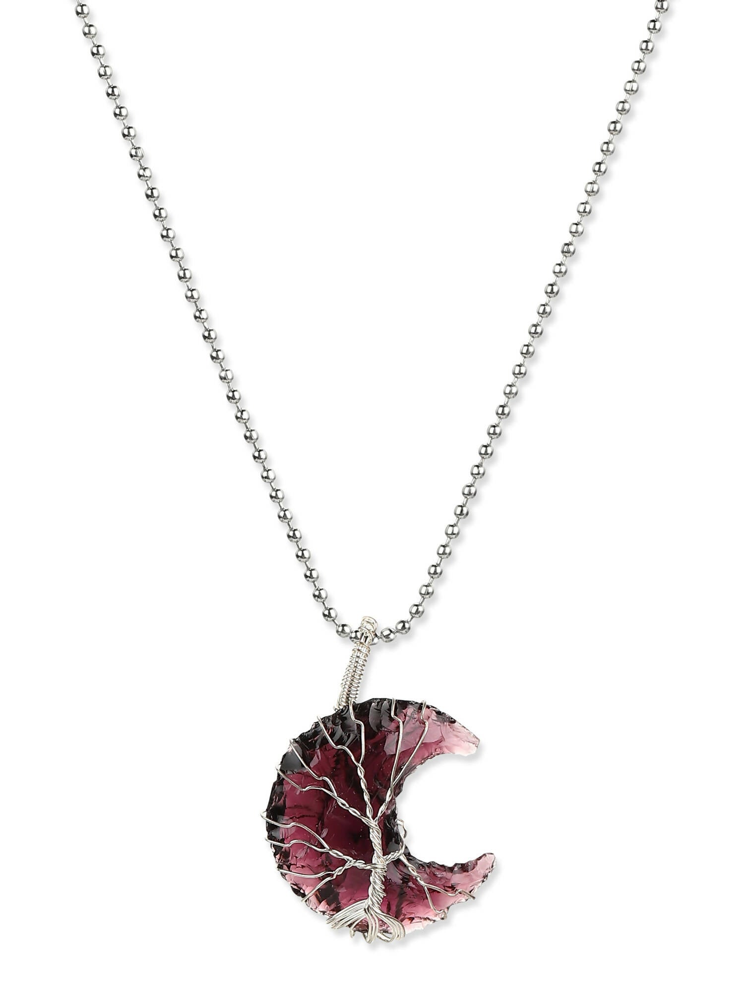 Women's Silver-Toned Purple Silver-Plated Handcrafted Chain - Ruby Raang | Swadesiicart