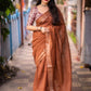 Brown Linen Sequence Saree with Unstitched Blouse - Hiral Fashion | Swadesiicart
