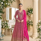 Anaita Rani Pink Real Georgette Readymade Anarkali Gown with Embroidery & Sequence Work