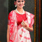 Shree Shyam Fashion Devistuti Red White Linen Cotton Saree