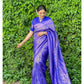 DEIANA'S Beautiful Designer Golden zari Soft Lichi Silk Saree - Royal Blue - Swadesiicart