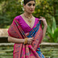 Vishnu Weaves Women's Firozi Pashmina Silk Thread Woven Saree with Blouse - Swadesiicart