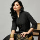 Black Chanderi Silk Texture Straight Kurta - Sabella