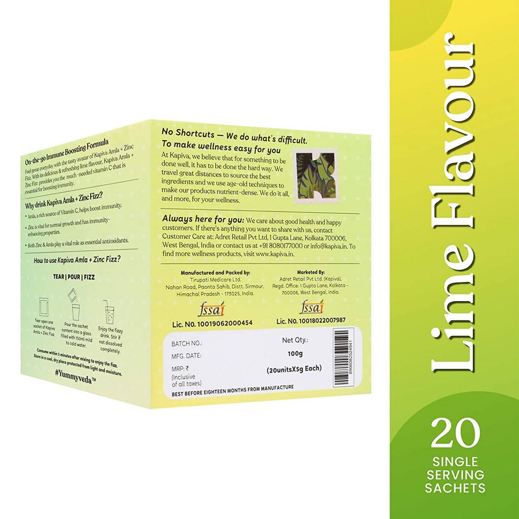 Kapiva Ayurveda Amla & Zinc Fizz - Lime Flavour | Swadesiicart