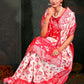 Shree Shyam Fashion Devistuti Red White Linen Cotton Saree