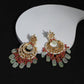 Gold-Toned Red Contemporary Gold-Polished Chandbalis Earrings - Ruby Raang | Swadesiicart
