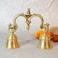 CraftVatika Gold-Toned Brass Hand Held With Nandi Sitting On Top Double Puja Bell | Swadesiicart