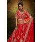 House of Panchhi Red Pure Silk Moti & Zarkan heavy embroidery Lehenga choli & Dupatta | Swadesiicart