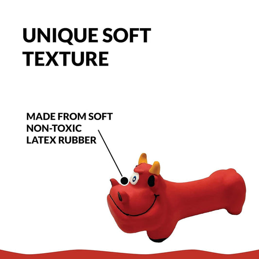 Goofy Tails Latex Dog Toys - Bull (Red) - Swadesiicart