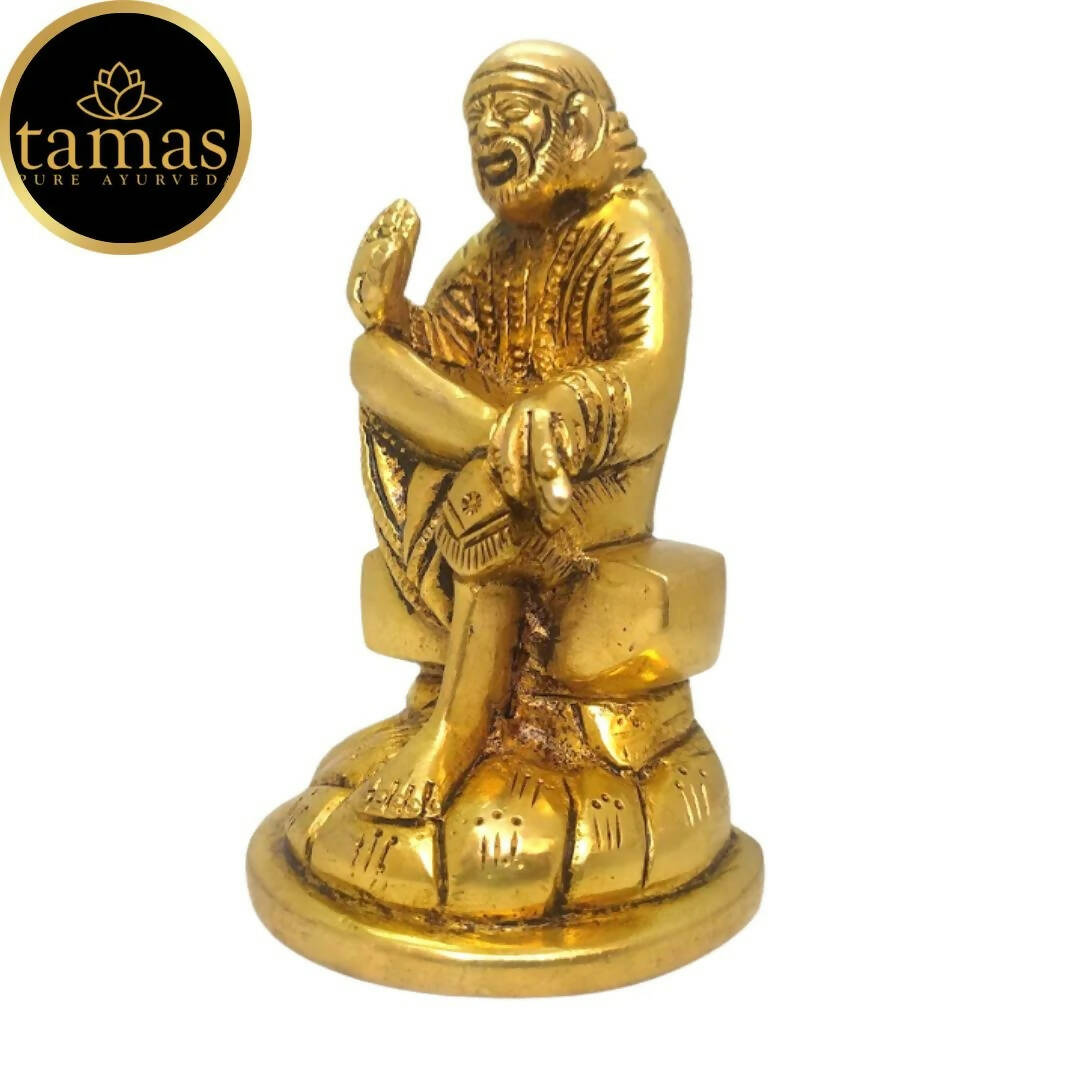 Tamas Brass Shirdi Sai Baba Idol | Golden Finish | Spiritual Decor - Swadesiicart