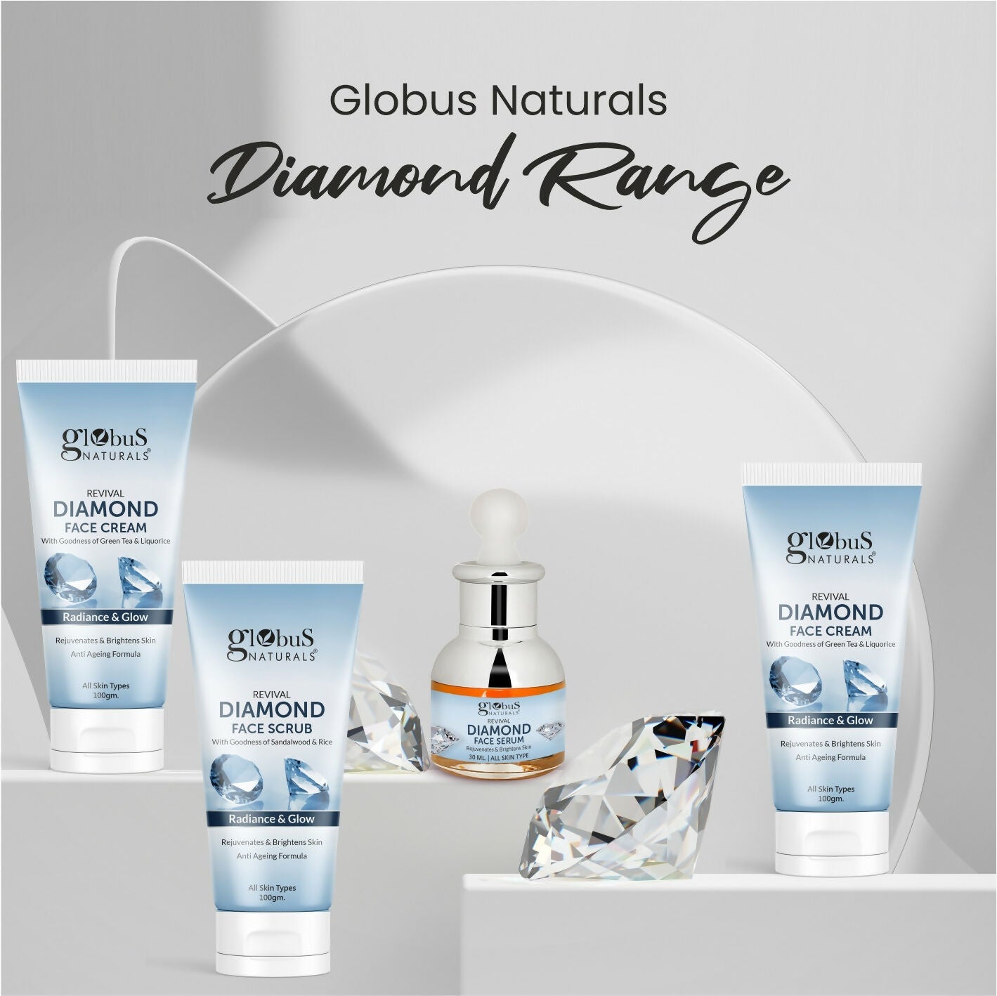 Globus Naturals Revival Diamond Face Scrub, Suitable For All Skin Types | Swadesiicart