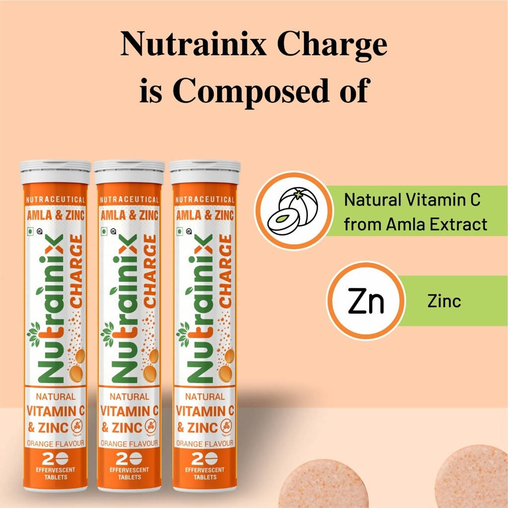 Nutrainix Charge Natural Vitamin C & Zinc Tablets | Swadesiicart